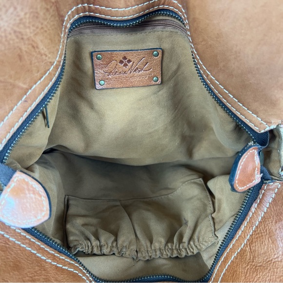 PATRICIA NASH Multicolor Painted Floral Tan Leather Distressed Tote Satchel - Picture 10 of 15